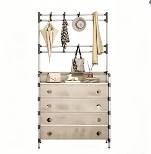5-Tier Entryway Coat Rack With Footwear Storage, 8 Hooks For Dustproof & Multi-Functional Use