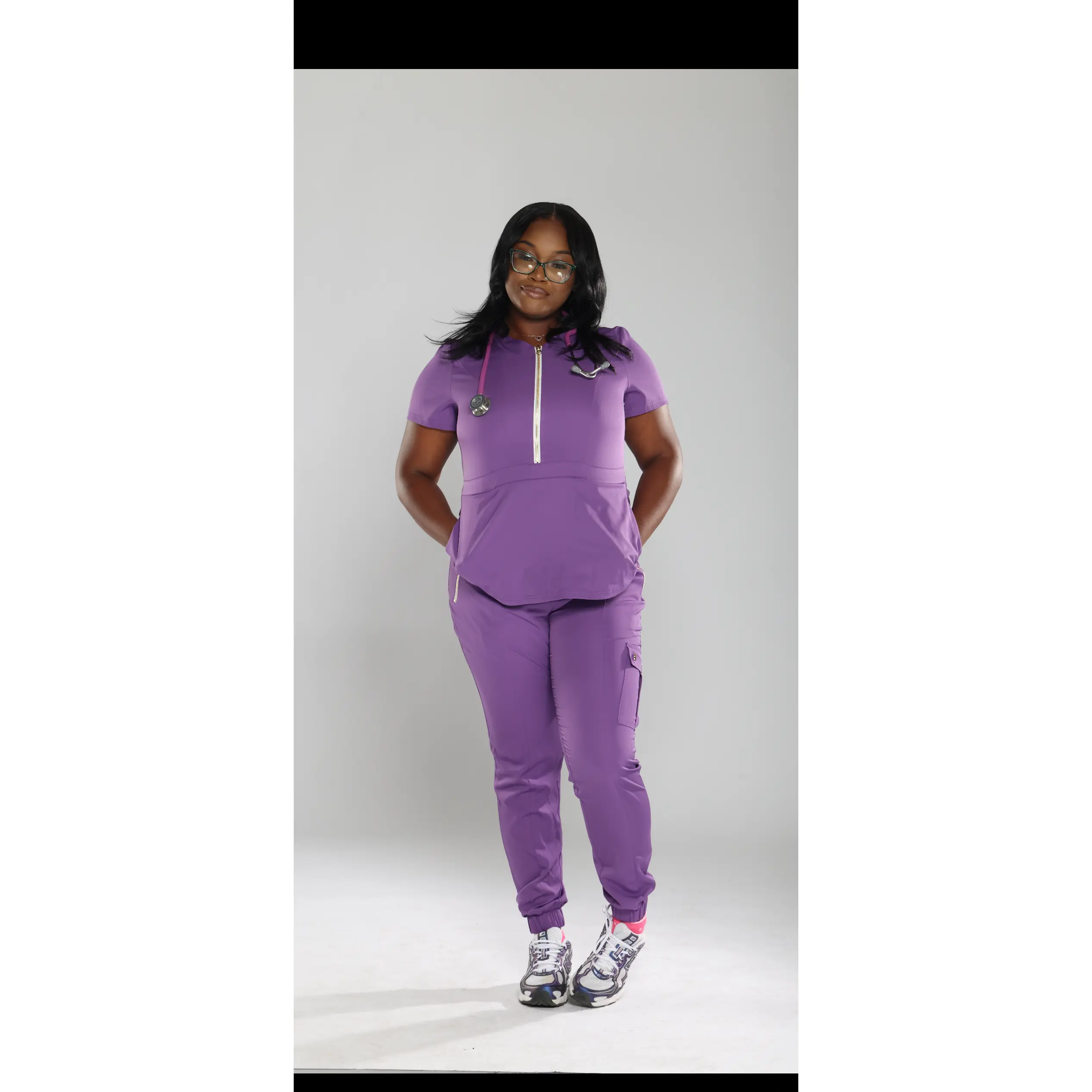 Lilac gold zipper set w/ jogger pants