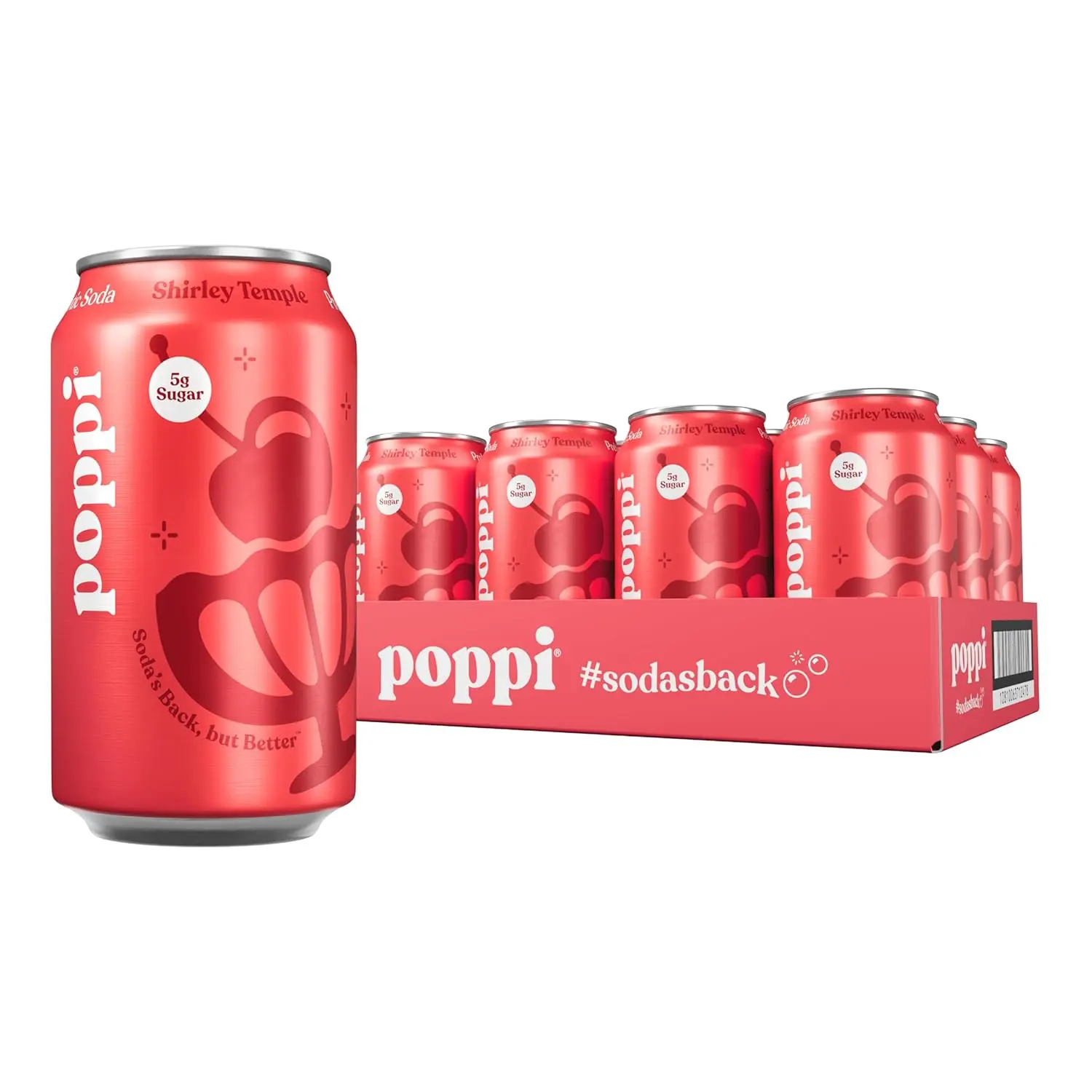 Prebiotic Soda, Sparkling Water & Fruit Juice, Shirley Temple, 12 Oz, 12 Pack