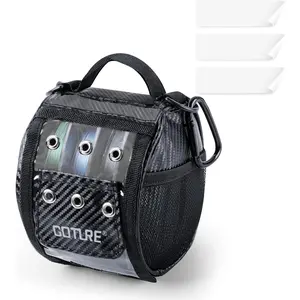 3/6 Outlet Holes Fishing Line Storage Bag, 2 Sizes Clear View Window Fishing Line Case, Removable Divider Fishing Line Organizer, Water-Resistant Surface, Tangle-Free Leader Line Spool Bag