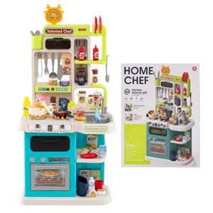Blue Kids Corner Play Kitchen Toys - 95PCS Pretend Cooking Accessories Set with Realistic Sounds, Lights, Steam for Ages 3+