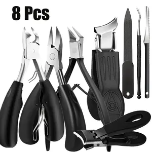 8-piece Heavy-duty Professional Manicure and Pedicure Kit, Nail Care, including stainless steel nail clippers, toe nail trimmer, nail remover, and nail file - an ideal gift for home manicure and pedicure, suitable for both men and women
