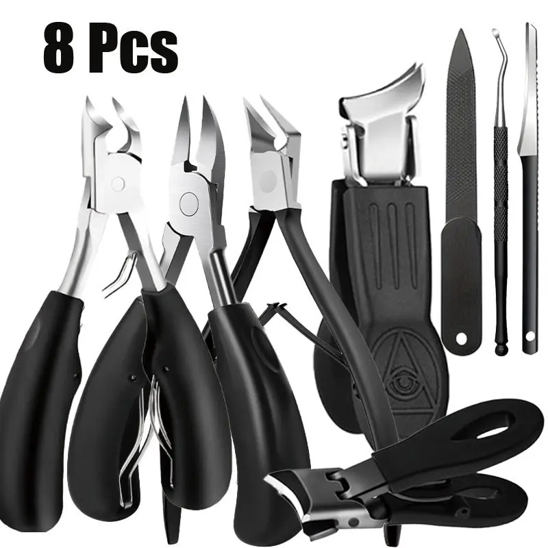 8-piece Heavy-duty Manicure and Pedicure Kit, Manicure Pedicure Set, Nails kit, Nail Care, including stainless steel nail clippers, toe nail trimmer, nail remover, and nail file, ideal gift for home manicure and pedicure, suitable for men and women