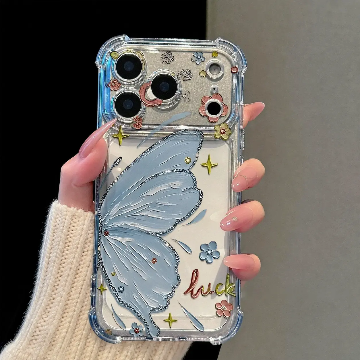 Half a Butterfly Pattern Protective Cover Mobile Phone Case iPhone 17 Promax 16 Plus 15 14 13 12 11 Model Creative Fashion Personality Christmas Delight Silicone