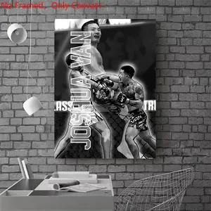 1 piece/set frameless canvas painting print poster, Classic realistic Boxing Sports star art，Joshua Van Fight Illustration,a perfect gift for mixed martial arts loves, ideal gift for bedroom, living room, dorm hallway, kitchen,s mural, wall decoration