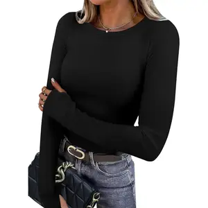 Long Sleeve Thermal Shirt for Women Fleece Slim Fit Tops Crewneck Basic T-Shirts with Thumb Holes Fall Fashion 2025
