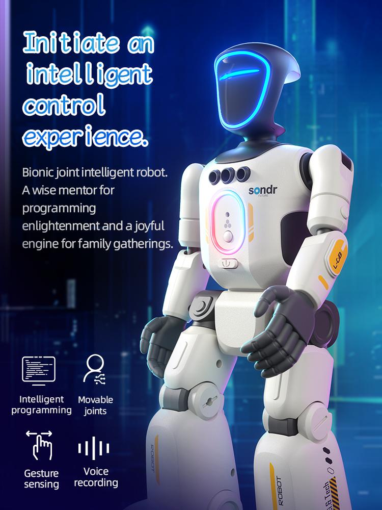 Next-Gen Humanoid Robot: Smart Control, Full-Body Articulation, Gesture Sensing & Voice Recording, Perfect Gift for Kids