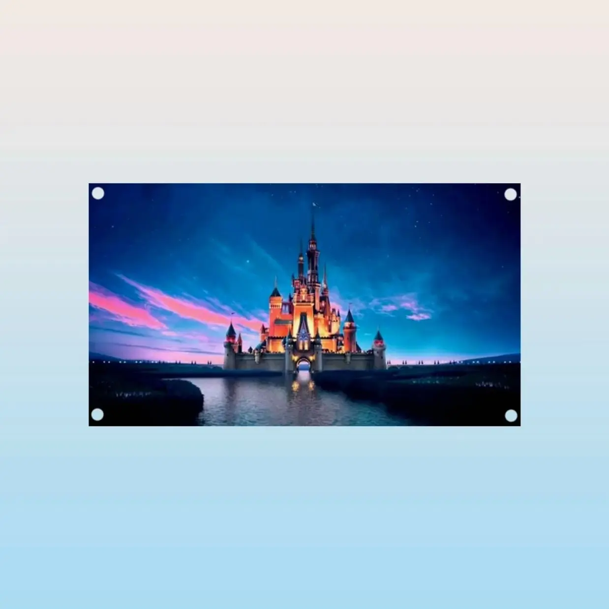 Disney Castle American Flag Tapestry – Fairytale Wall Art Decor | Fantasy Room Flag | Magical Aesthetic Decor Gift
