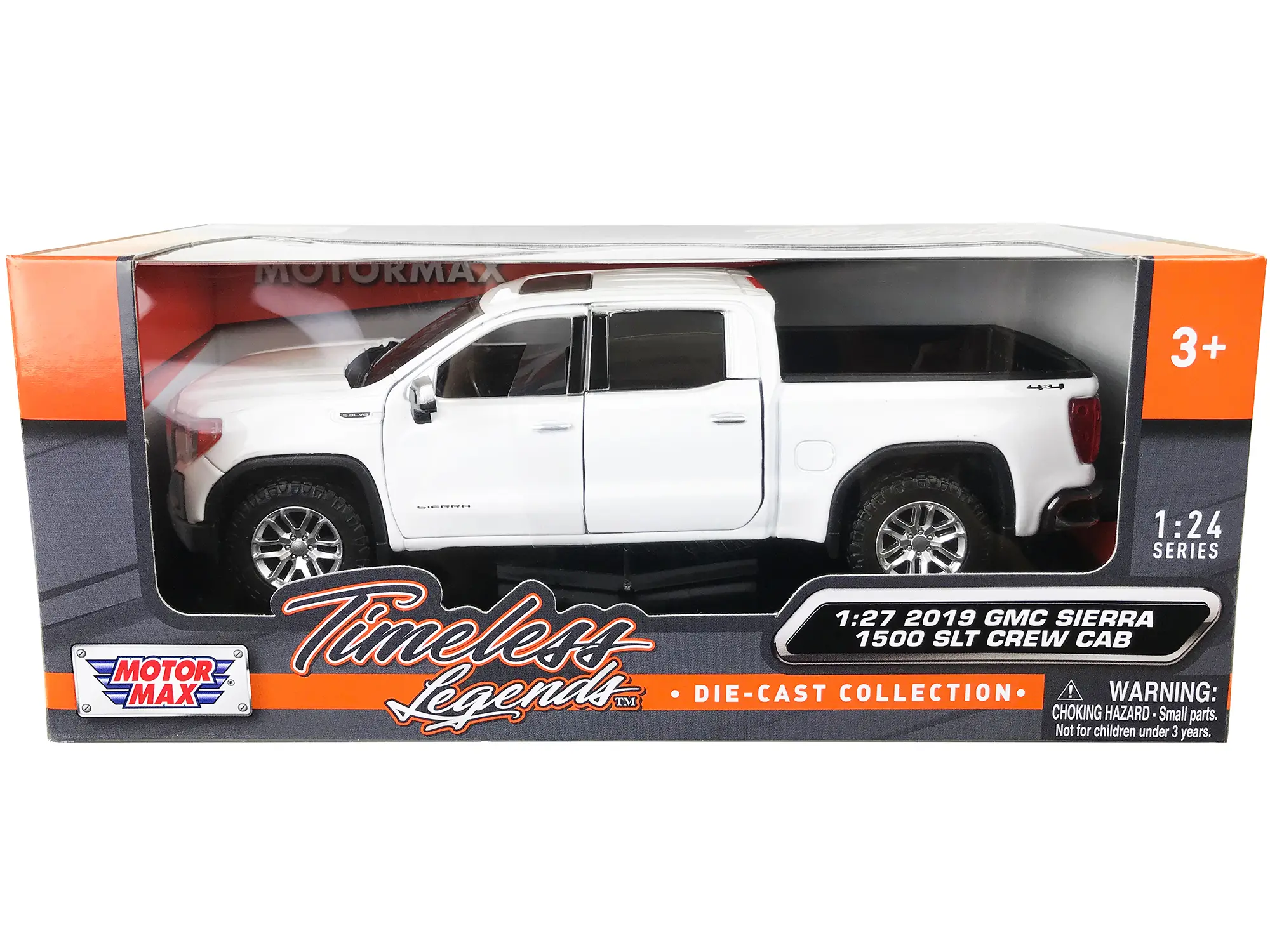 2019 GMC Sierra 1500 SLT Crew Cab 4x4 Pickup Truck w/Sunroof White "Timeless Legends" 1/24-1/27 Diecast Model Car by Motormax