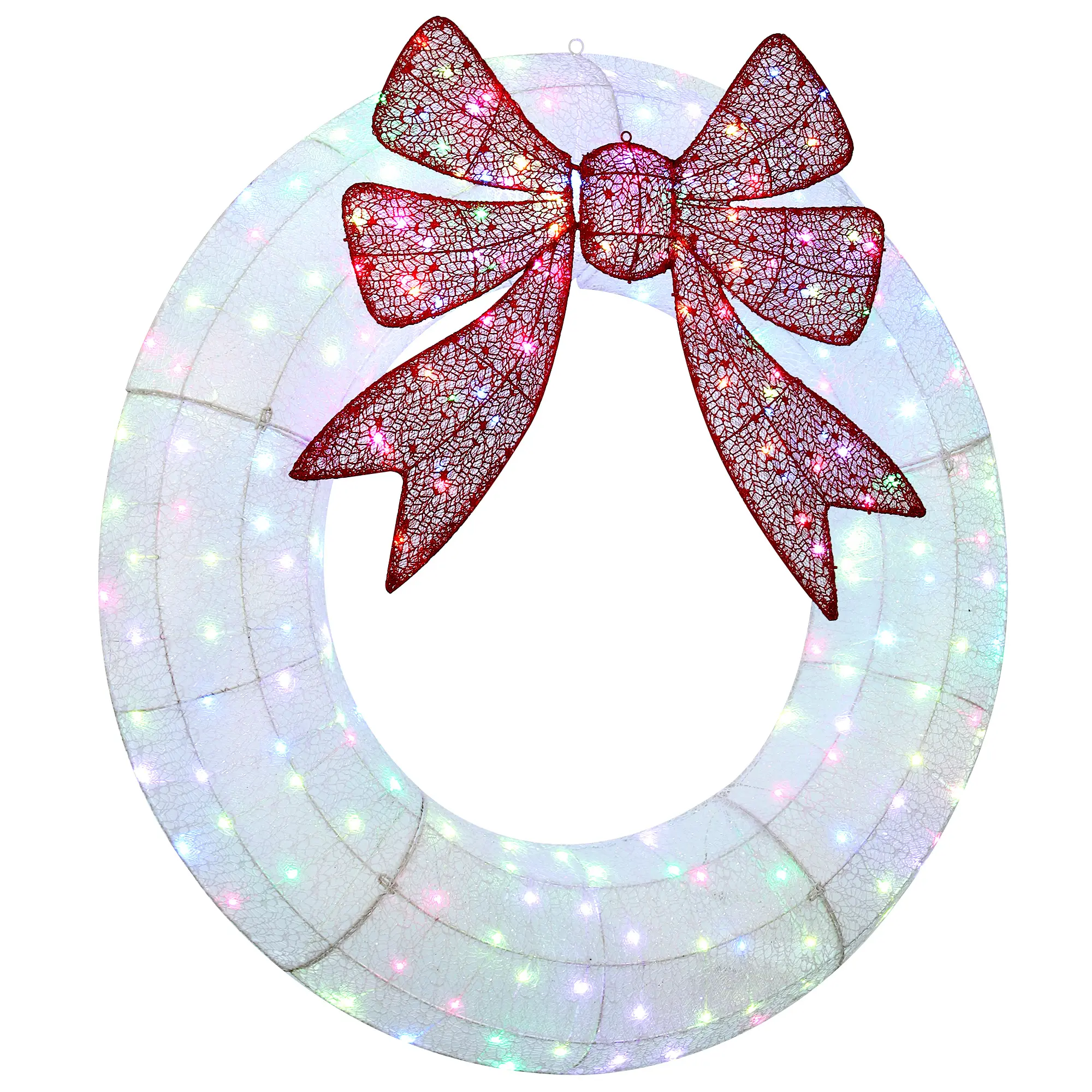 48-Inch Lighted Christmas Wreath Decoration - Dual-Color LED Lights, Daily Timer, Remote Control for Indoor & Outdoor Home Festive Use