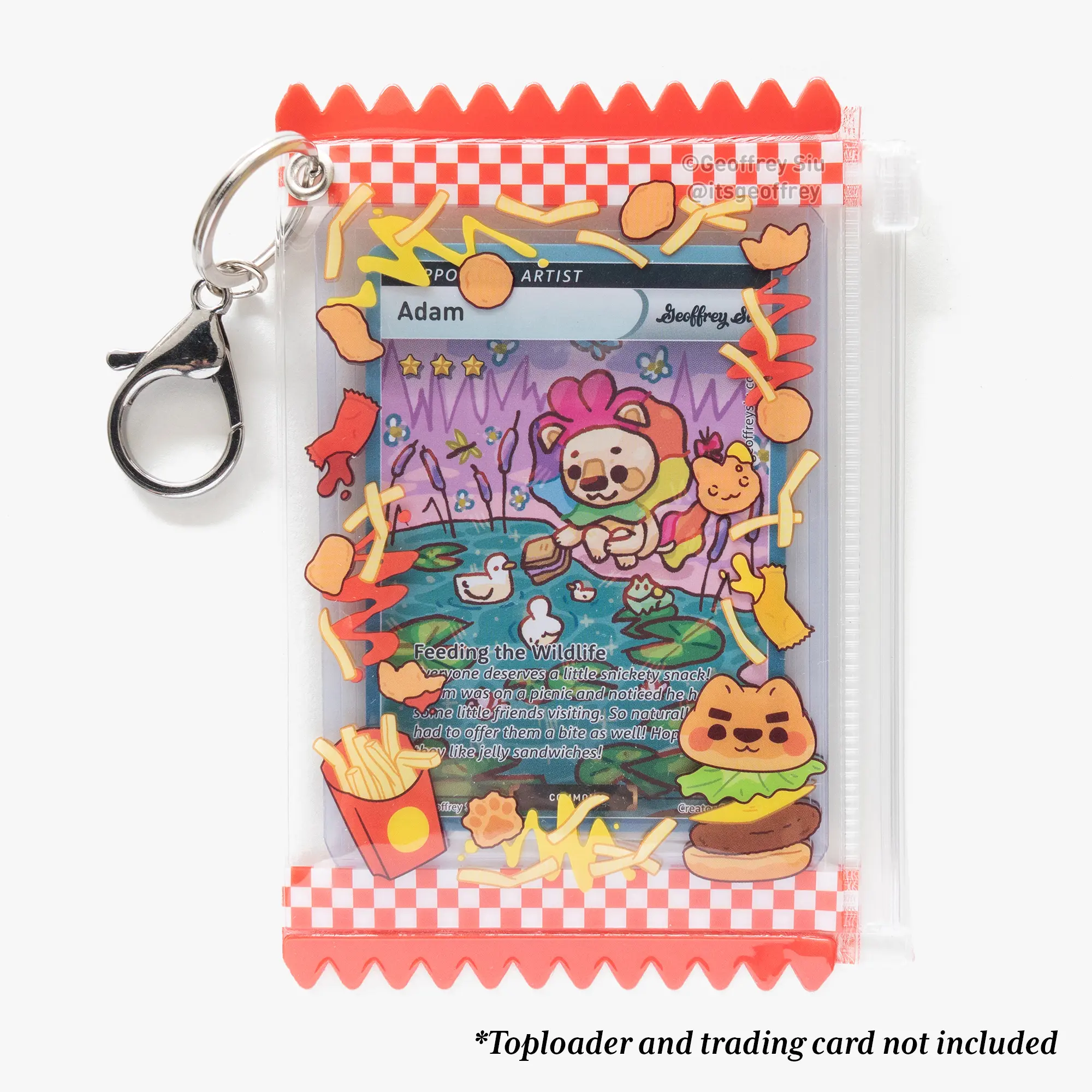 Burger Lion Photo Card Holder Keychain PVC Bag Keychain for TCG Photo Cards