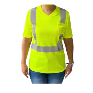 Anc Workwear Women's Short Sleeve Yellow Polyester PETITE Safety Shirt- Womenswear Clothing Uniforms Lady Comfort Basic Shortsleeve