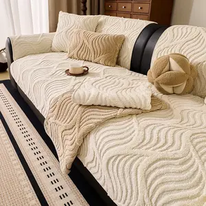 Solid Color Plush Sofa Cushion Cover, Sofa Couch Covers, 1 Count Modern Simple Sofa Slipcover, Non-slip Sofa Protector for Home Living Room Decor