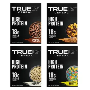Truely Cereal High Protein Breakfast Cereal, 18g Protein. Variety Pack of 4