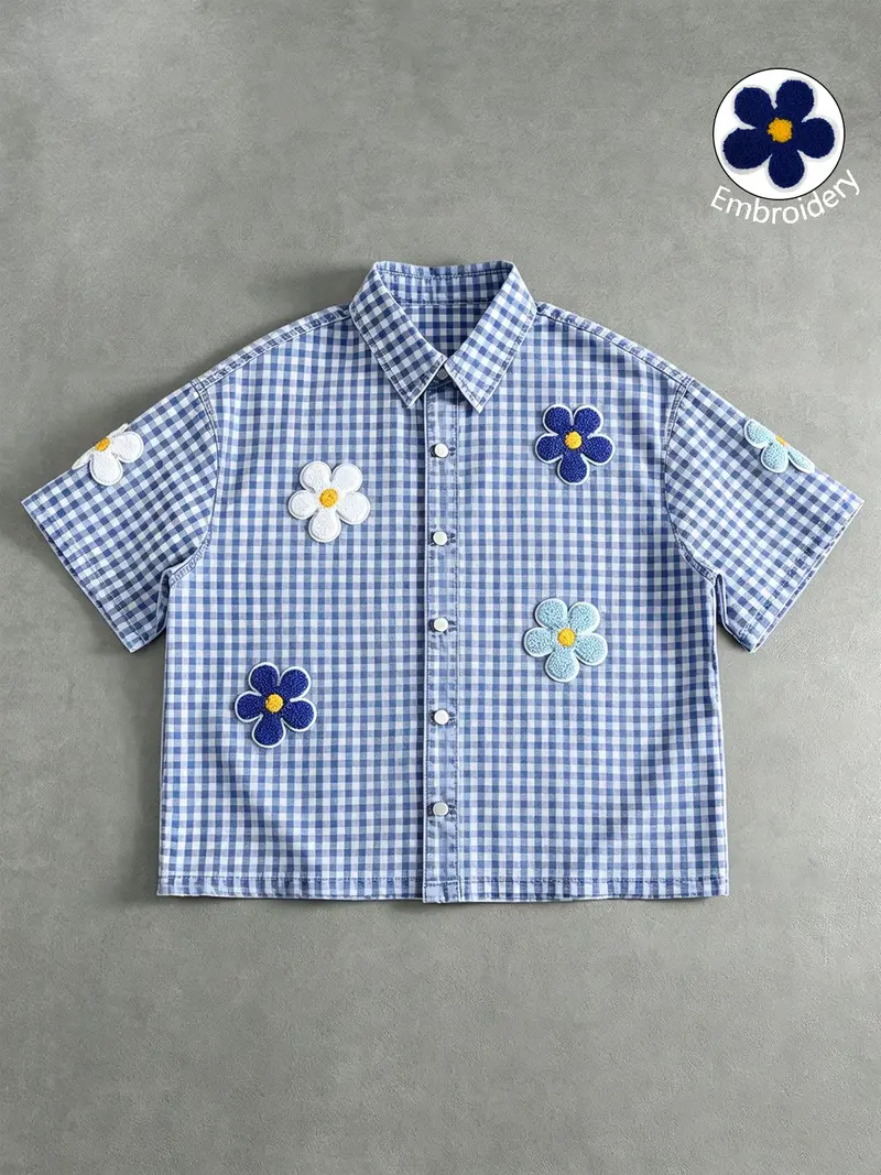 gingham top blue - TikTok Shop