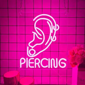 Neon Ear Piercing Light, Adjustable Cold LED Creative Earring Neon Light, Tattoo Studio Salon Spa Decor, Gift for Young People and Girls