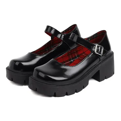 Women's Mary Janes Platform Dress Low Heel Chunky Pumps Round Toe Ankle Strap Pumps Shoes '90s Retro Oxfords Non-tethered for Party Shopping Date Travel Wedding