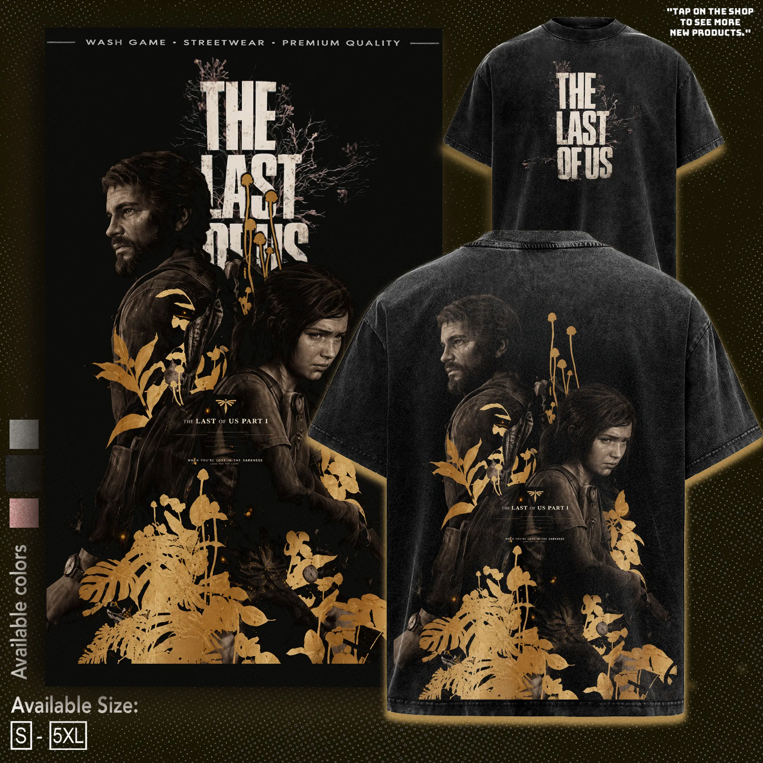 Vintage The Last of Us Hoodie & T-Shirt, Joel and Ellie Graphic Tank Top, Retro 90s Cotton Loose-Fit Sleeveless Streetwear, Unisex Oversized Gaming Tee