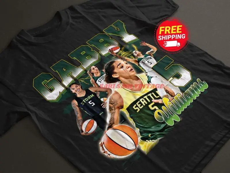 Men's 90s Classic Cotton Short-Sleeve Round Neck Fitted Gabby Williams Graphic T-Shirt - Menswear Top, Vintage Seattle Basketball Fan Casual Shirt, Comfort Gift for Him, Preppy Basic, True Size Run, All Seasons Fabric, Chinese New Year, Children's Day