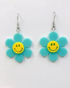 Kelly Green Smiley Sunflower earrings