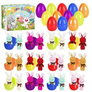 12 Pack Easter Eggs Filled with Mini Animal Plush Keychains – Perfect Easter Basket Stuffers, Egg Hunt Fillers, Party Favors & Gifts for Kids