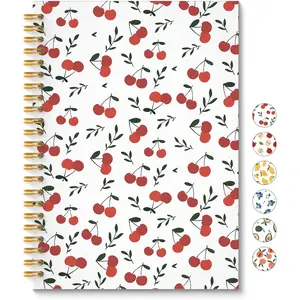 Cute Cherry Spiral Notebook, Cherry Gifts for Women Journal, Fruit Lover Gifts, Girly Aesthetic Fruit Journal Notebook, 5.5x8.3 Inch