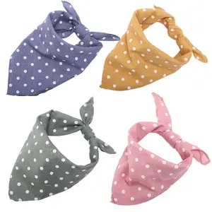 4 Packs Pet Bandana Set - 17.72in Polka Dot Soft Fabric Scarfs for Dogs & Cats, Daily Wear, Photo Props & Casual Styling