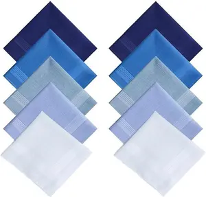 10 Pack Soft Cotton Handkerchiefs for Men 16 Inch Large Mens Pocket Square Hankies Classic Hankerchieves Forlisea