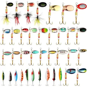 100 count Fishing Lures Spinner Baits Metal Trout Lures Fishing Spinners and Spinnerbaits Metal Baits Kit with 4 count Tackle Box for Salmon Bass Walleye Crappie