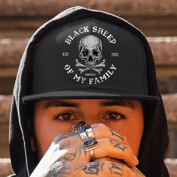 Unisex Black Sheep Graphic Snapback Hat - 5-Panel Structured Cotton Twill Flat Brim Adjustable Cap, Flat Brim Hats