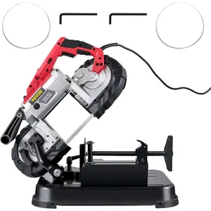 VEVOR Portable Band Saw, 5Inch Cutting Capacity Corded BandSaw, Variable Speed Hand held Band Saw, 10Amp Motor Portable Bandsaw, Deep Cut Bandsaw for Metal Wood Tubing Pipes Rebar and Plastic