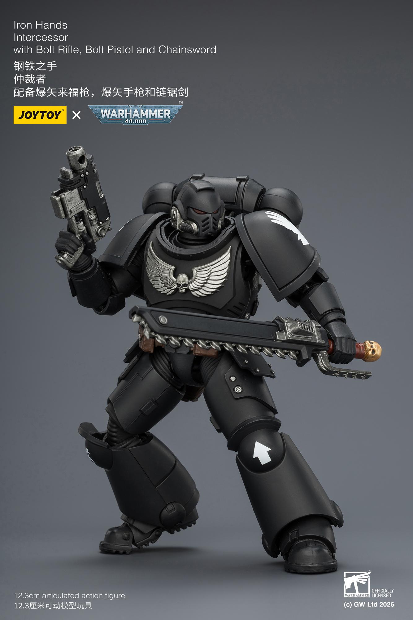 JOYTOY Warhammer 40,000 1/18 Unisex Action Figure Iron Hands Intercessor (Ages 12+) - Action Figurine, Character Figurine with Bolt Rifle, Bolt Pistol, Chainsword JT03837