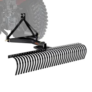 【Summervibes】VEVOR Pull-Behind Thatch Remover, 60" Width, Equipped with 32 Durable Steel Prongs, Tractor-Compatible 3-Point Hitch Garden Rake, Ideal for Soil Preparation and Grass Maintenance