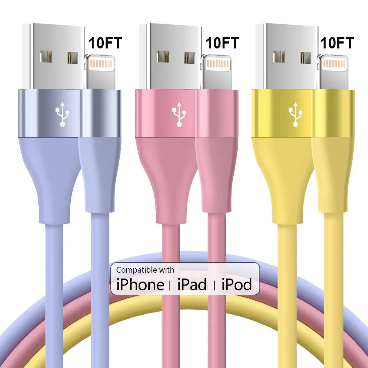 10ft Fast Charging Data Cable, [Apple MFi Certified] USB-A for Lightning Fast Charging Data Cable, Phone Accessories Compatible with iPhone 14 13 12 1