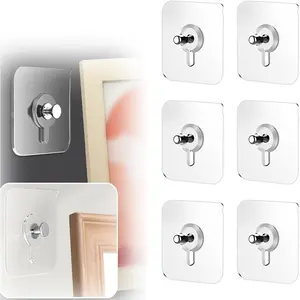 6 Pcs Drill Free Adhesive Hooks - Upgraded Version of Nail Free Hanging Hooks, Multifunctional Kitchen and Bathroom Nail Free Wall Mounted Screw Hooks, Versatile for Multiple Scenarios, Versatile Storage # Nail Free Hooks