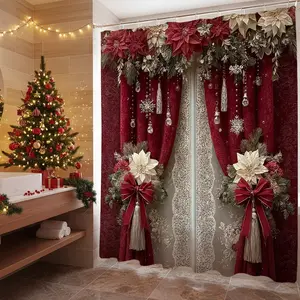 72x72 Inch Waterproof Christmas Bathroom Shower Curtain Set, Durable Polyester Fiber, Easy Install Hooks Included, Perfect Gift for Holidays