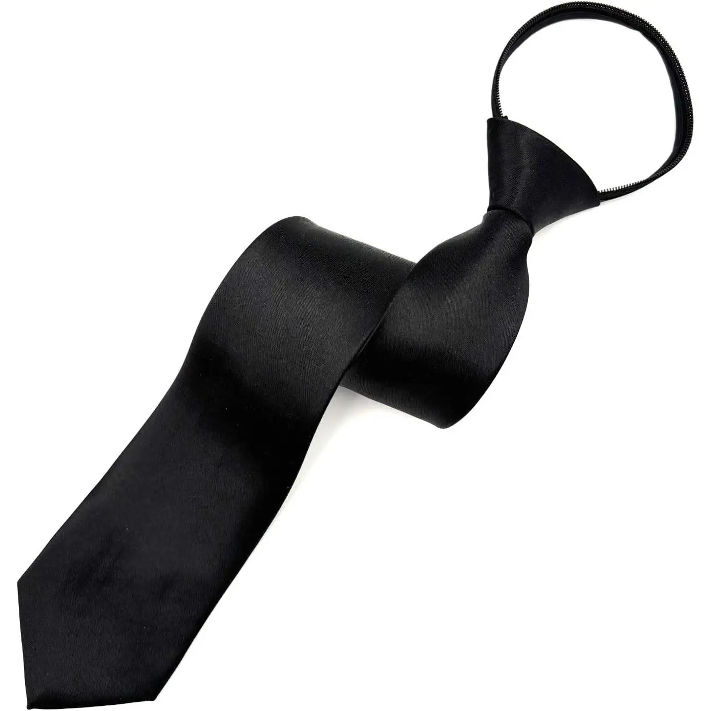 Pre-Tied Necktie for Men - Solid Color Neck Tie with Adjustable Zipper - Wedding Business Formal Clip on Ties