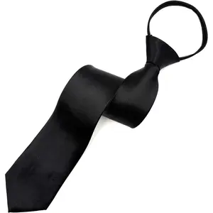 Pre-Tied Necktie for Men - Solid Color Neck Tie with Adjustable Zipper - Wedding Business Formal Clip on Ties