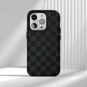 [Must-Have]Checkered Pattern - Black And Gray Design, Trendy Fashion  Compatible With IPhone 17 16 15 14 13 12 Air Pro Max Samsung S25 S24 S22 Ultra