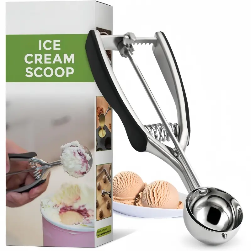 Cookie Scoop Set, Cookie Scoops for Baking Set of 3, Small/Medium/Large Cookie Dough Scoop, 1/2/3 Tbsp Cookie Scoop with Trigger, 18/8 Stainless Steel, Non-Slip