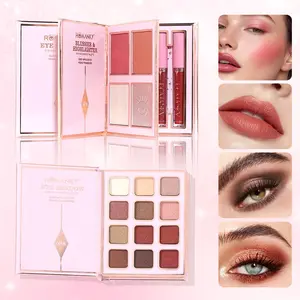 3-Tier Flip Page Makeup Book, All-In-One Cosmetic Set, Makeup Gift Set, Face Makeup Set, Eyeshadow Palette, Blush, Highlighter, Lip Gloss, Lip Shiner, Travel Friendly, Lightweight, Compact Beauty Organizer, Powder