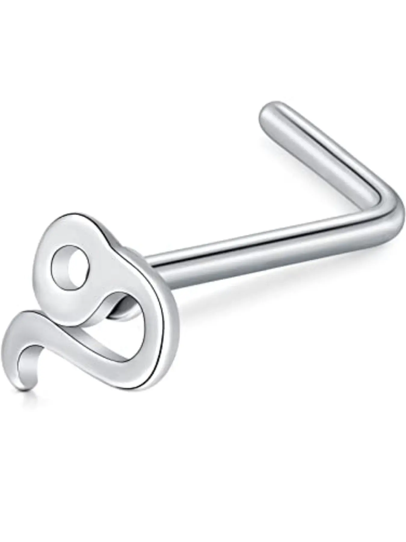 Zodiac Signs Nose Studs Stainless Steel L Shaped Nose Ring 20G Nose Rings Studs for Women Men Pierced Nose Piercings 20 Gauge Nose Piercing jewelry Body Jewellery Body Jewelry