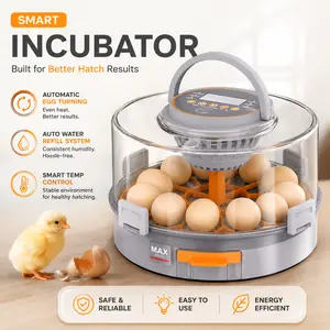 Automatic Egg Incubator with 1L Water Tank for 12/20 Eggs, Smart Digital Poultry Hatcher with Auto Egg Turning & Humidity Control
