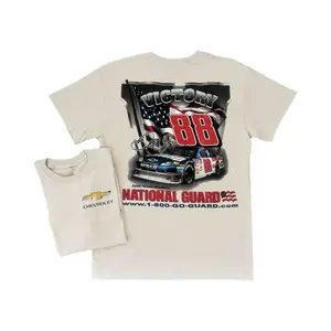 Chevrolet NASCAR T Shirt, Dale Jr 88 Victory Car Graphic with American Flag and National Guard Logo, Racing 2 Sides Graphic Tee, Soft Cotton Blend Shirt, Gift for Race Fans and Patriots
