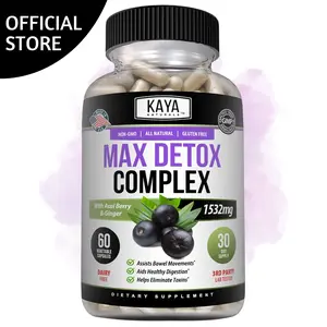Kaya Naturals Max Detox - 100% Natural Herbal Vitamin Supplement for Body Cleanse (60 Capsules) - Healthcare