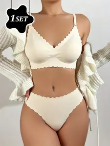Seamless Ice Silk Lingerie Set for Women, Wireless Bra and Panties, Breathable and Lightweight, Ideal for Yoga and Sports