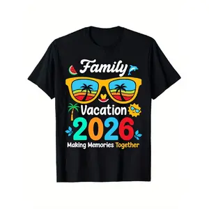 Matching t-shirts for the family vacation in 2026, perfect for creating memories during a summer trip to the beach. This graphic t-shirt is suitable for men, women, and anyone looking for a casual short-sleeved outfit for vacation.
