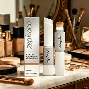 2-in-1 Color Changing Foundation Stick Concealer Duo Natural Shade Hydrating Lightweight Buildable Coverage Long Lasting Makeup for All Skin Types Summer Daily Touch Up