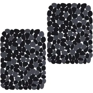 2Pcs Pebble Shape Kitchen Sink Mat Non-Slip Rubber Drain Pad Protector Food Multi-functional Drainer Mat