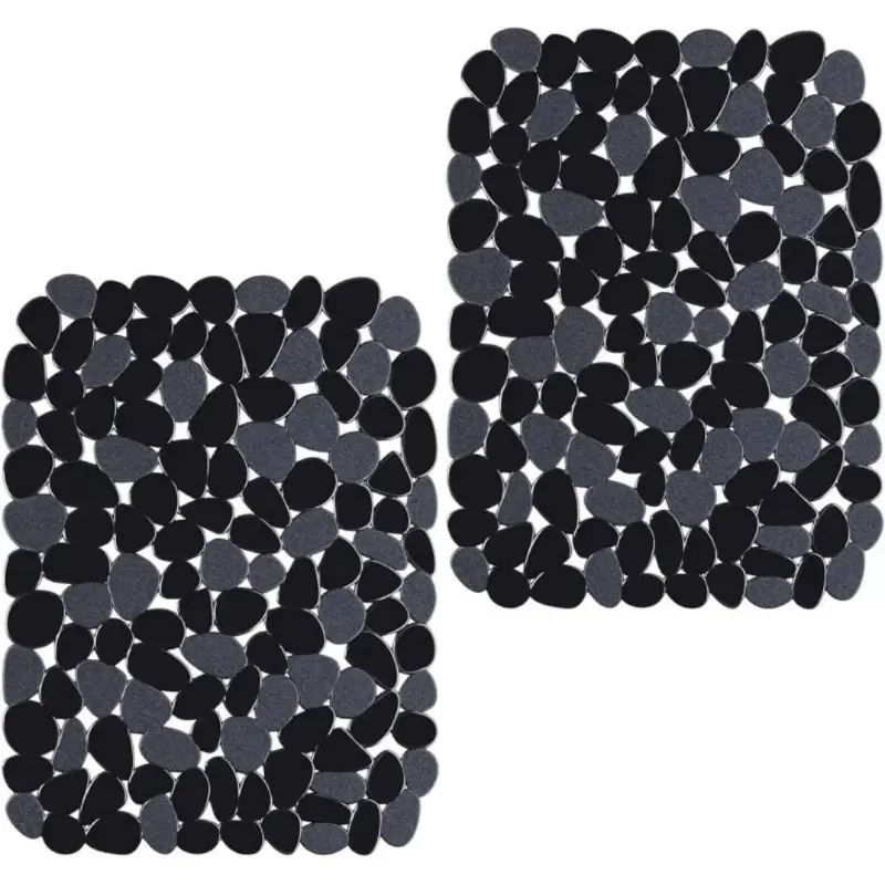 2Pcs Pebble Shape Kitchen Sink Mat Non-Slip Rubber Drain Pad Protector Food Multi-functional Drainer Mat